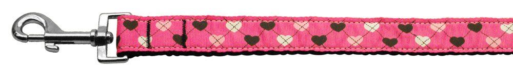 Argyle Hearts Nylon Ribbon Leash (Option: Bright Pink 1 inch wide 6ft Long)