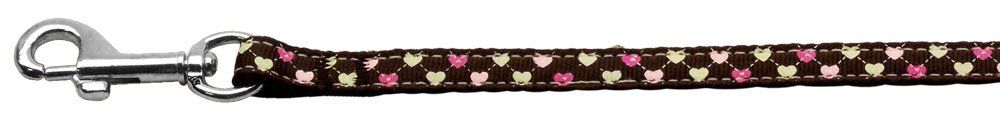 Argyle Hearts Nylon Ribbon Leash (Option: Brown 3/8 inch wide 4ft Long)