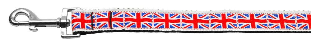 Tiled Union Jack(UK Flag) Nylon Ribbon Leash (Option: 1 inch wide 6ft Long)