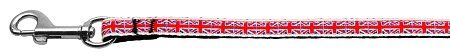 Tiled Union Jack(UK Flag) Nylon Ribbon Leash (Option: 3/8 inch wide 4ft Long)