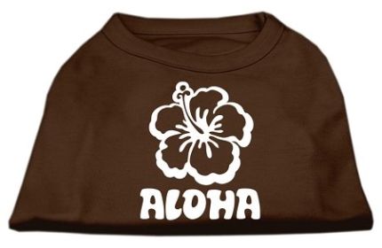 Aloha Flower Screen Print Shirt (Option: Brown XL)