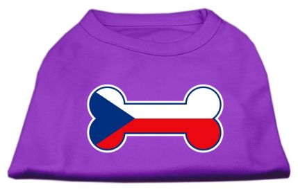 Bone Shaped Czech Republic Flag Screen Print Shirts (Option: Purple S)