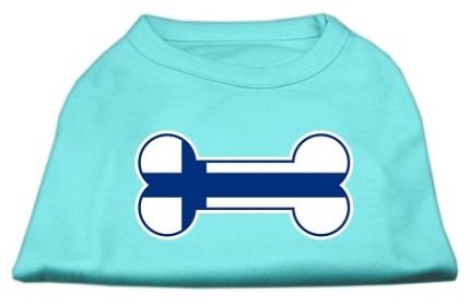 Bone Shaped Finland Flag Screen Print Shirts (Option: Aqua XL)