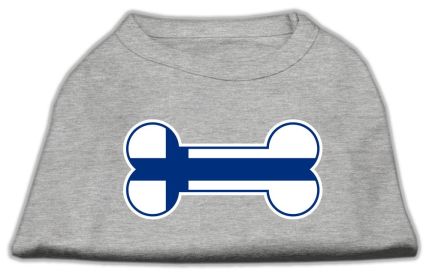 Bone Shaped Finland Flag Screen Print Shirts (Option: Grey S)