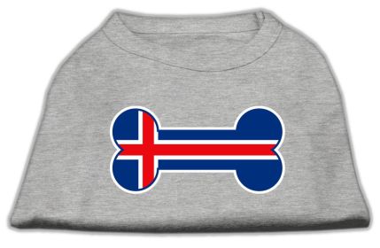 Bone Shaped Iceland Flag Screen Print Shirts (Option: Grey S)