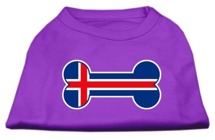 Bone Shaped Iceland Flag Screen Print Shirts (Option: Purple S)