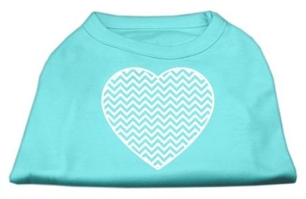 Chevron Heart Screen Print Dog Shirt (Option: Aqua XL)