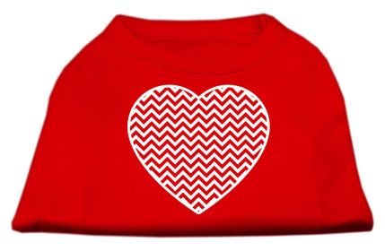Chevron Heart Screen Print Dog Shirt (Option: Red Sm)