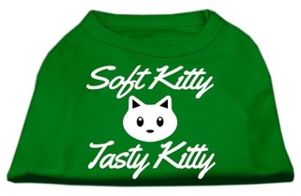 Softy Kitty, Tasty Kitty Screen Print Dog Shirt (Option: Emerald Green Med)