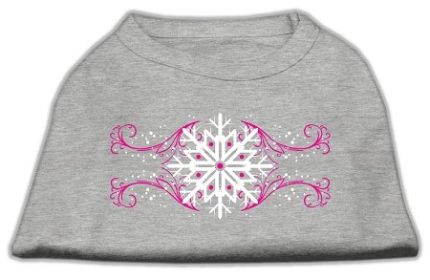 Pink Snowflake Swirls Screenprint Shirts (Option: Grey S)