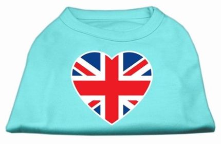 British Flag Heart Screen Print Shirt (Option: Aqua XS)