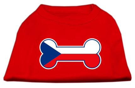 Bone Shaped Czech Republic Flag Screen Print Shirts (Option: Red M)