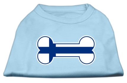 Bone Shaped Finland Flag Screen Print Shirts (Option: Baby Blue M)
