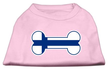 Bone Shaped Finland Flag Screen Print Shirts (Option: Light Pink M)