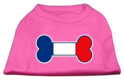 Bone Shaped France Flag Screen Print Shirts (Option: Bright Pink M)