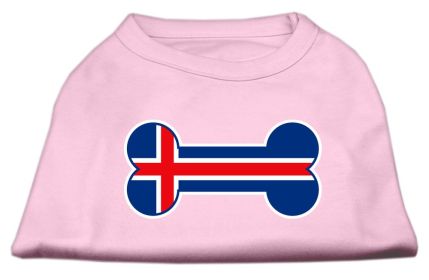 Bone Shaped Iceland Flag Screen Print Shirts (Option: Light Pink M)