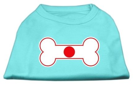 Bone Shaped Japan Flag Screen Print Shirts (Option: Aqua S)
