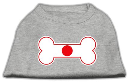 Bone Shaped Japan Flag Screen Print Shirts (Option: Grey M)