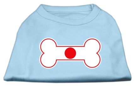 Bone Shaped Japan Flag Screen Print Shirts (Option: Baby Blue M)