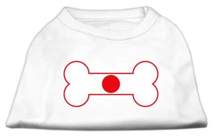 Bone Shaped Japan Flag Screen Print Shirts (Option: White M)