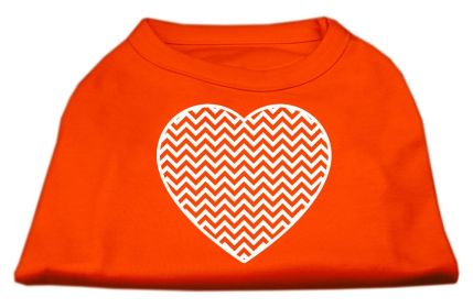Chevron Heart Screen Print Dog Shirt (Option: Orange Med)