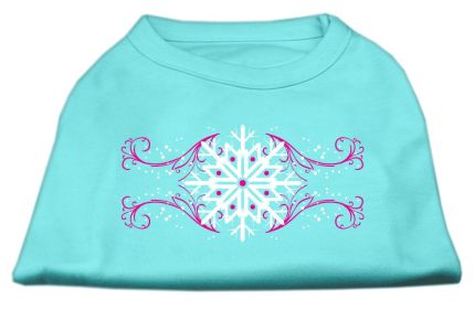 Pink Snowflake Swirls Screenprint Shirts (Option: Aqua S)