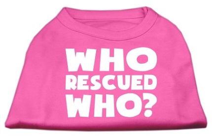 Who Rescued Who Screen Print Shirt (Option: Bright Pink Sm)