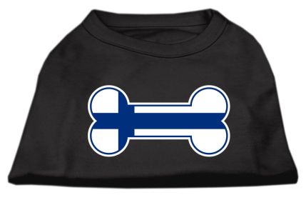 Bone Shaped Finland Flag Screen Print Shirts (Option: Black L)