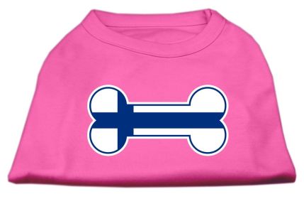 Bone Shaped Finland Flag Screen Print Shirts (Option: Bright Pink L)