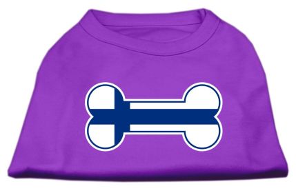 Bone Shaped Finland Flag Screen Print Shirts (Option: Purple L)