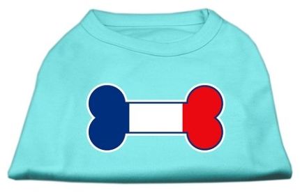 Bone Shaped France Flag Screen Print Shirts (Option: Aqua M)