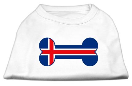 Bone Shaped Iceland Flag Screen Print Shirts (Option: White L)
