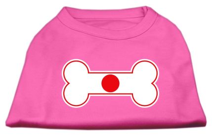 Bone Shaped Japan Flag Screen Print Shirts (Option: Bright Pink L)