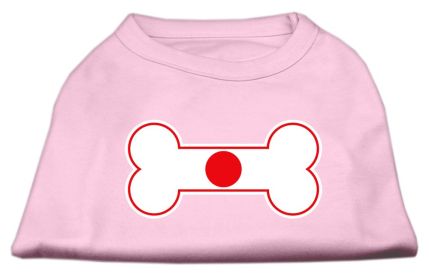 Bone Shaped Japan Flag Screen Print Shirts (Option: Light Pink L)