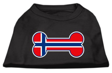 Bone Shaped Norway Flag Screen Print Shirts (Option: Black L)