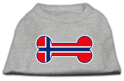 Bone Shaped Norway Flag Screen Print Shirts (Option: Grey L)