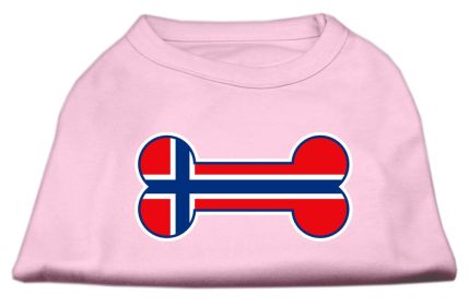 Bone Shaped Norway Flag Screen Print Shirts (Option: Light Pink L)